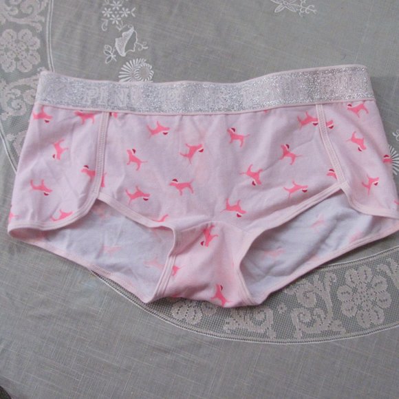 Victoria's Secret Other - Victoria's Secret Boyshorts Pink Silver Mascot NWT NEW Size M Medium.